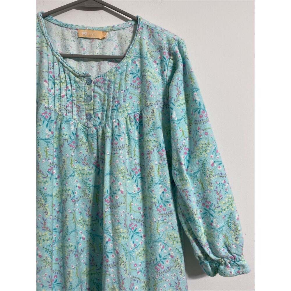 La Cera Nightgown Women's S Flannel Pockets Floral Grandma Cottagecore Peasant - Picture 4 of 16